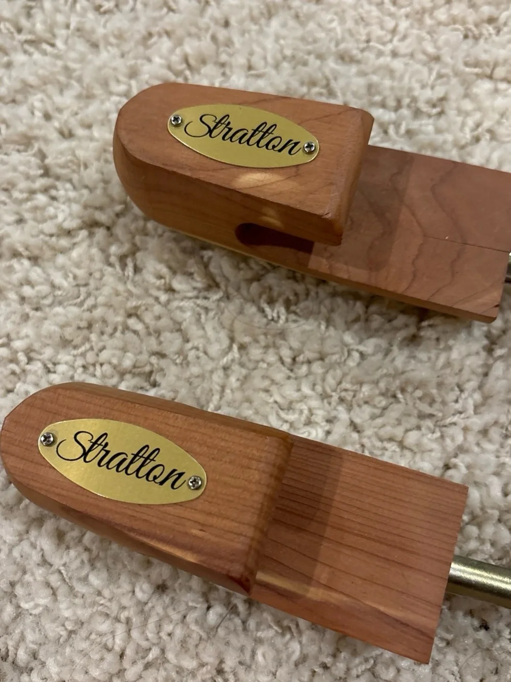 Lot of 2 Pairs Stratton Wooden Adjustable Cedar Shoe Trees Size L 12.5” & 12”